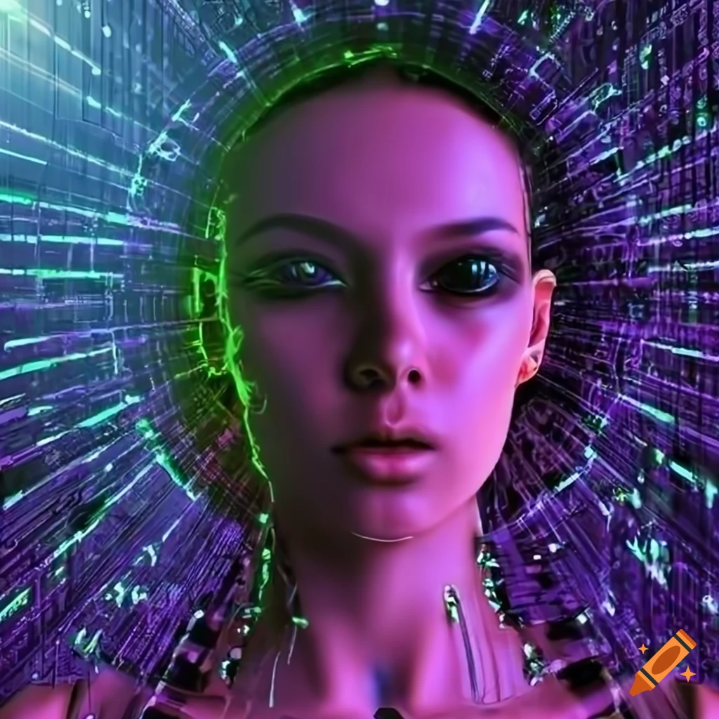 Futuristic Illustration Of A Female Ai Face On Craiyon