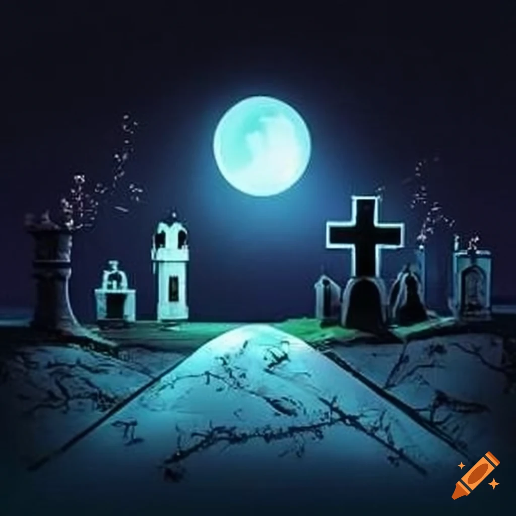 Ghosts in a spooky graveyard