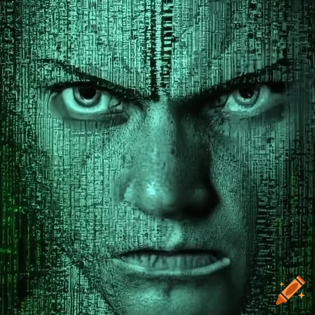 Matrix ai with intense gaze on craiyon