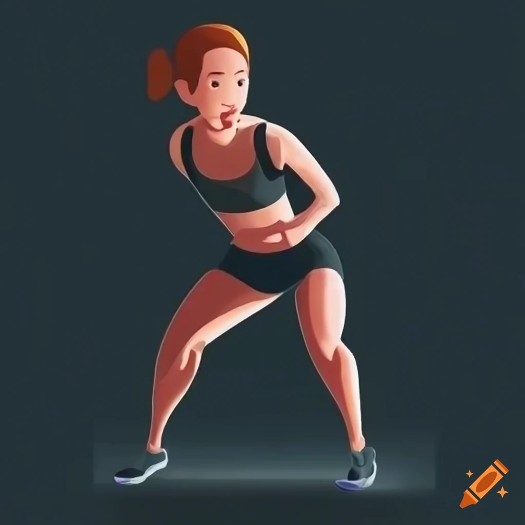 Generate a digital illustration of a female athlete performing a
