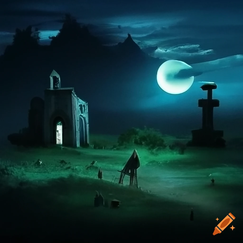 ghosts in a spooky graveyard