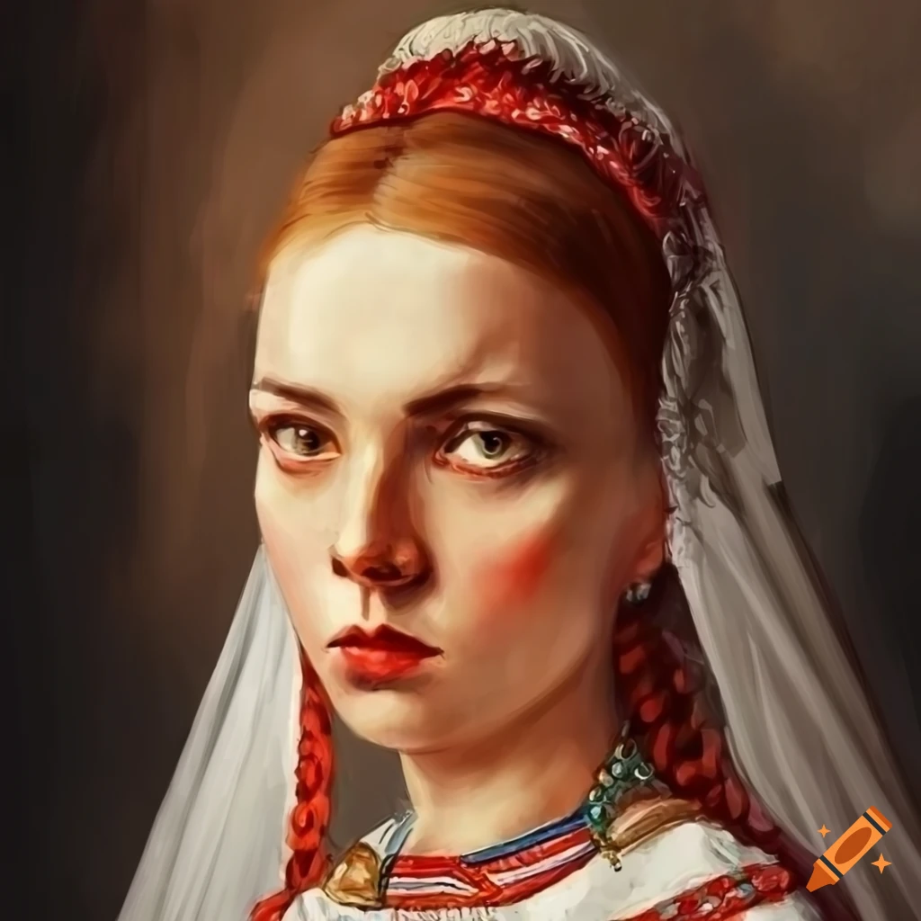 Portrait of a proud czech woman in slavic style on Craiyon