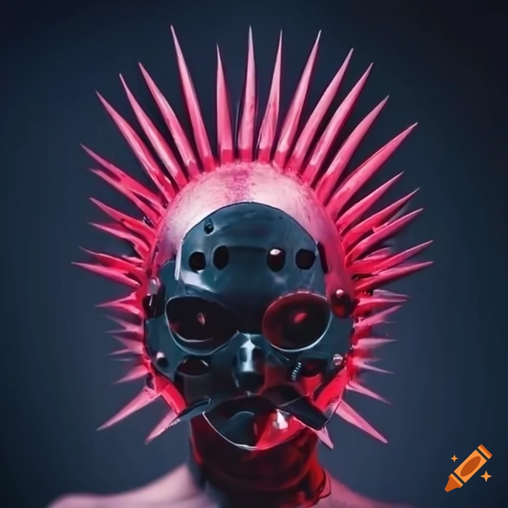 cyberpunk helmet with spikes