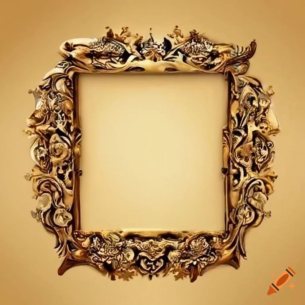 Intricate golden frame with ravens on Craiyon