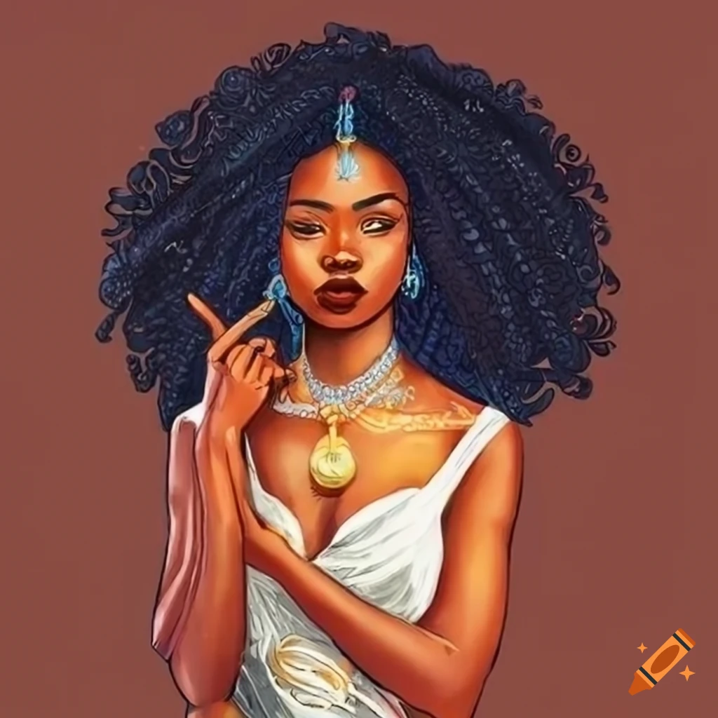 Illustration Of A Black Girl In A Tarot Card illustration-of-a-black-girl-in-a-tarot-card