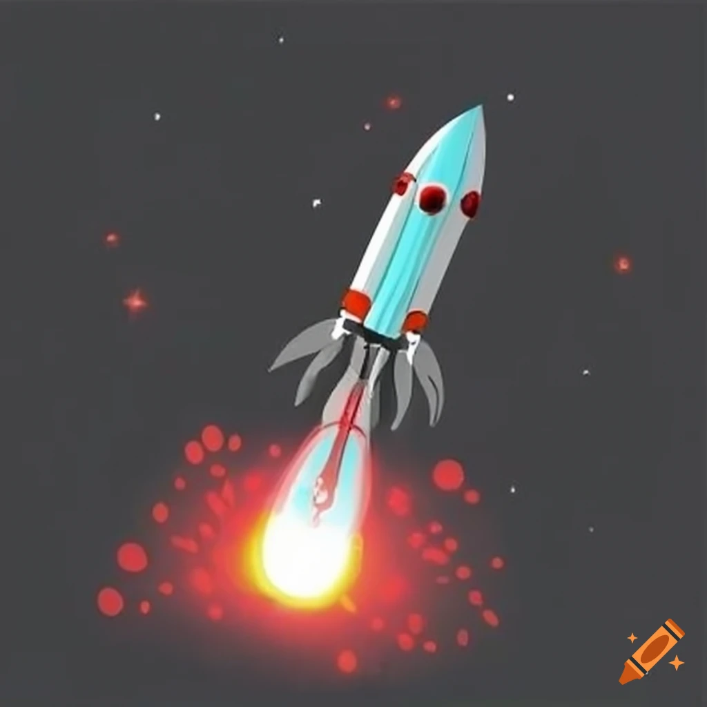 rendered rocket zooming into space