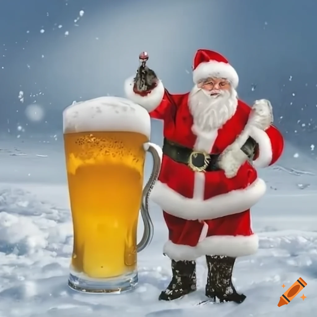 Santa beer and snow on Craiyon
