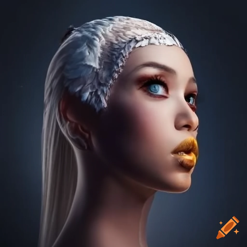 digital art of a woman with eagle-like features