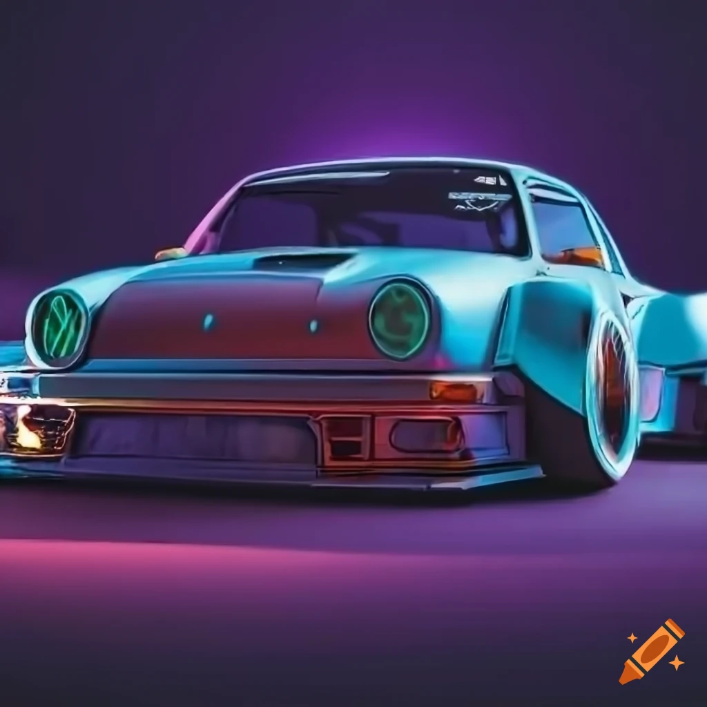 hyper realistic vintage racing car with rwb bodykit