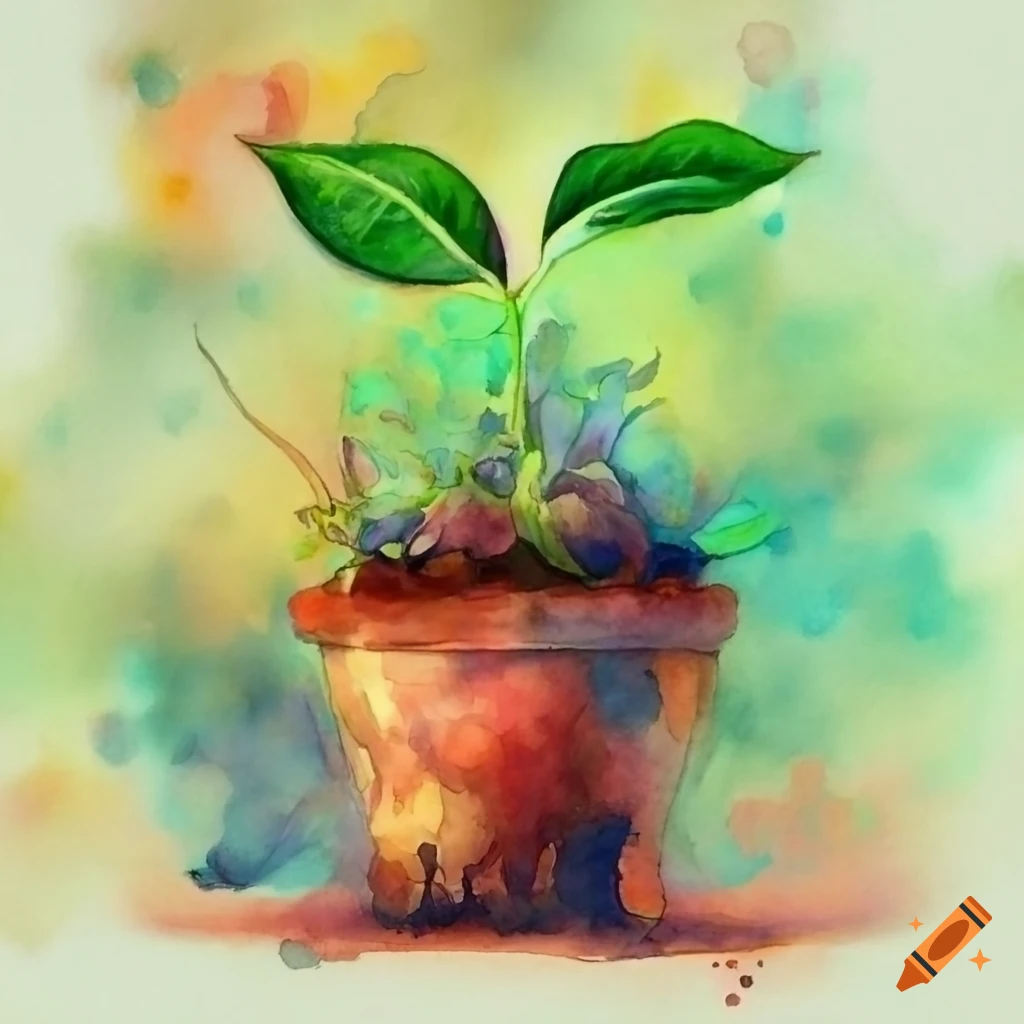 Pencil Sketch Of Flower Pot - Desi Painters