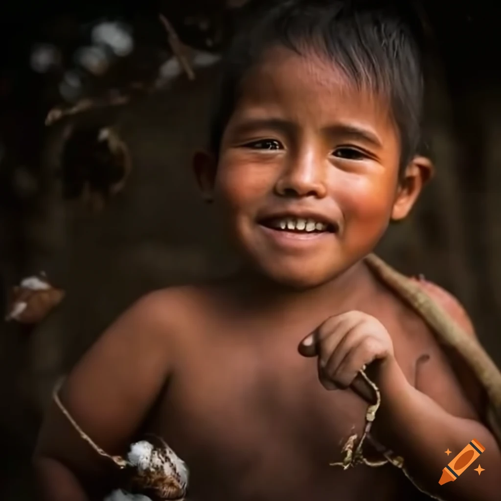 Young child picking cotton in guatemala
