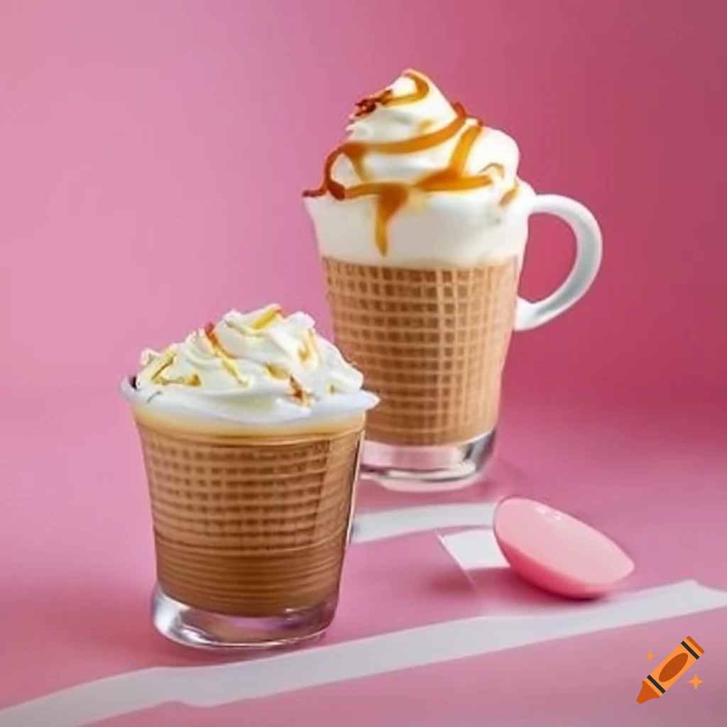 Delicious Vanilla Caramel Coffee With Ice Cream And Whipped Cream On arabica-beans-arabica-coffee-coffee-grounds-salted-caramel-coffee