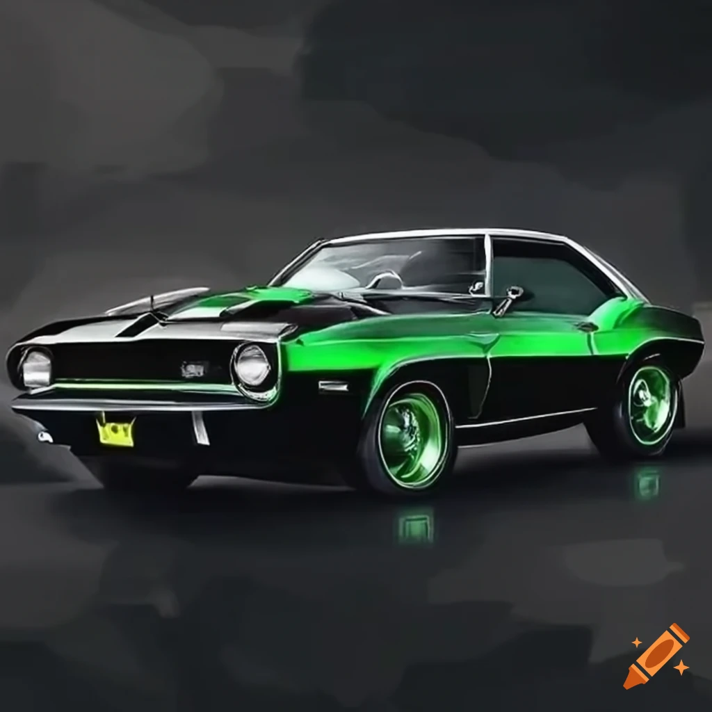 Hyper realistic painting of a black 1969 camaro ss on Craiyon