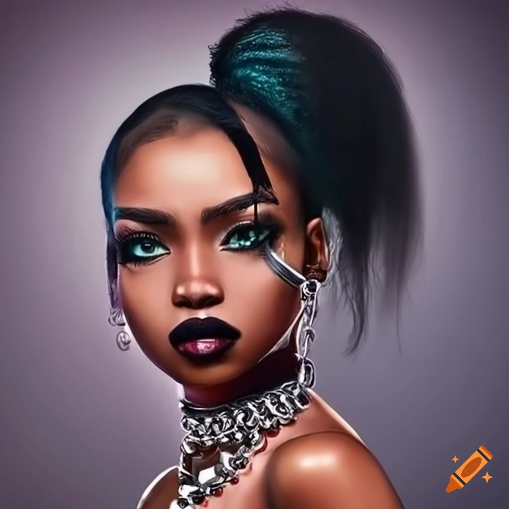 Portrait of a black woman with elegant attire and accessories on Craiyon