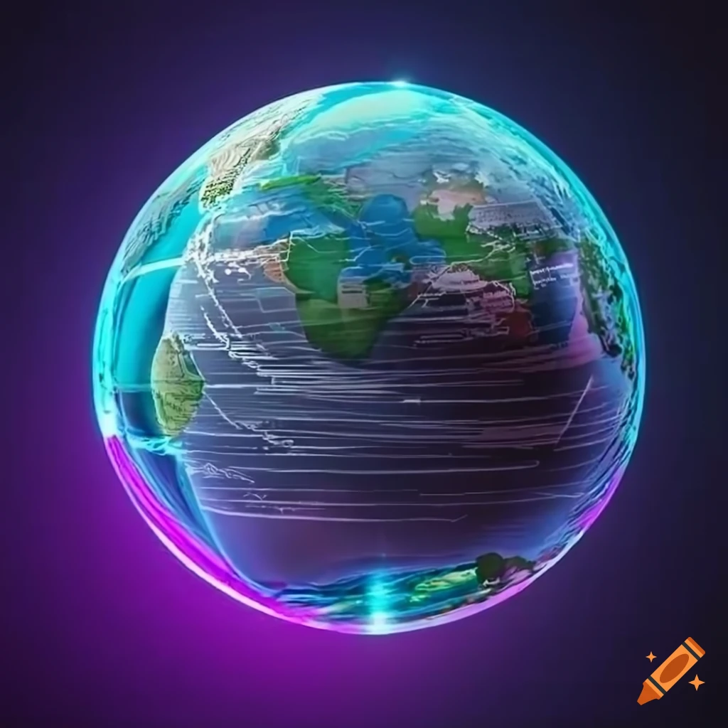cyberpunk earth globe with lines