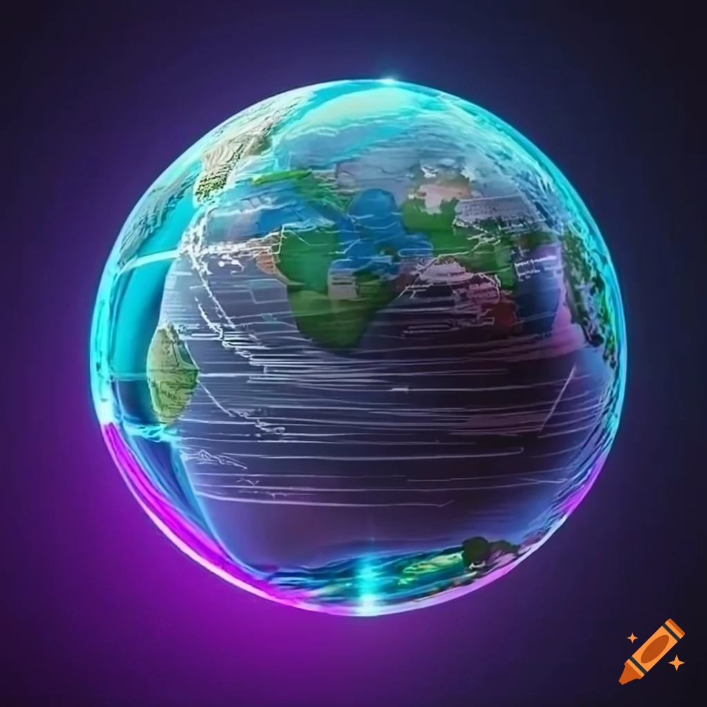Electronic Cyberpunk Earth Globe On Craiyon