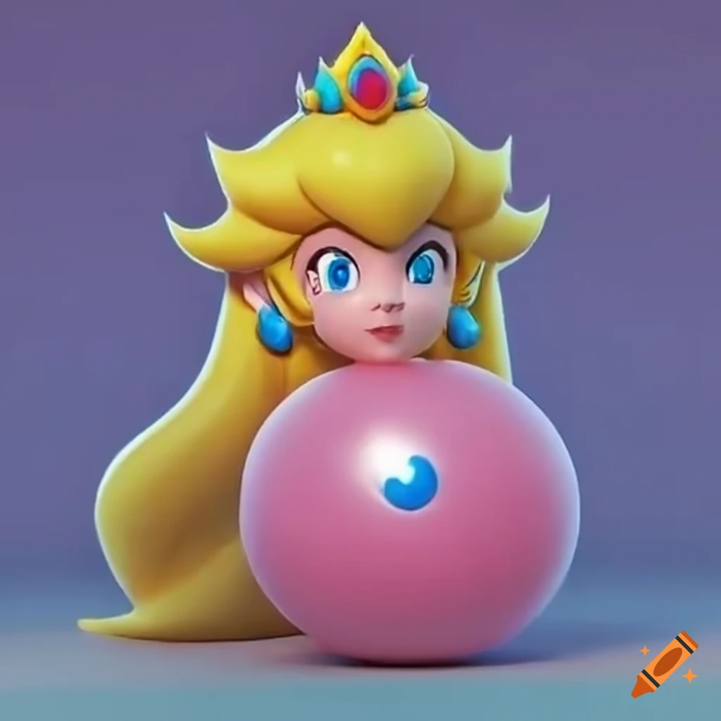 Image of princess peach trapped in a giant blue rubber ball on Craiyon