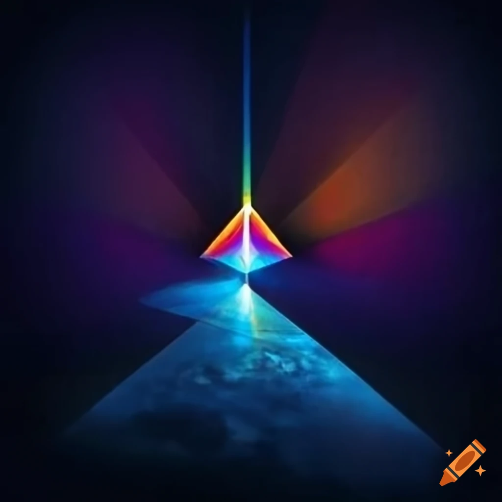 Rembrandt style artwork of pink floyd's prism in the night sky on Craiyon