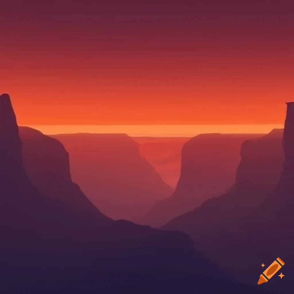 minimalistic depiction of a fiery canyon