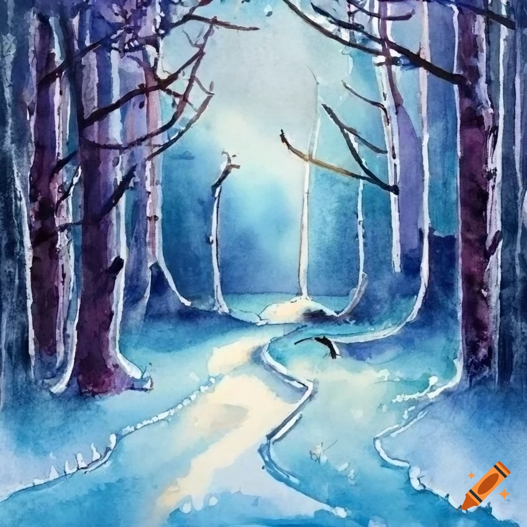 Watercolor Vintage Drawing Of A Peaceful Winter Countryside Path On Craiyon watercolor-vintage-drawing-of-a-peaceful-winter-countryside-path-on-craiyon