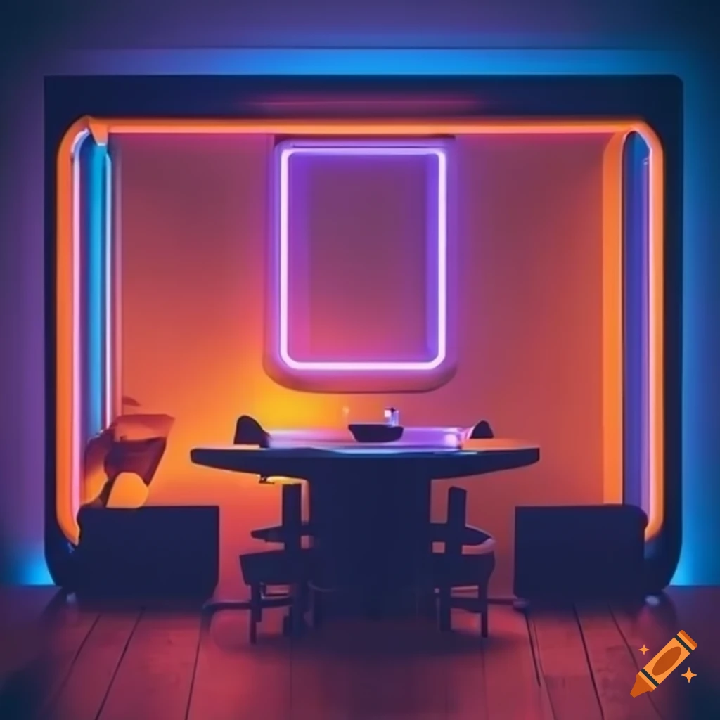 Hi tech Gamer In A Neon lit Coffee Shop