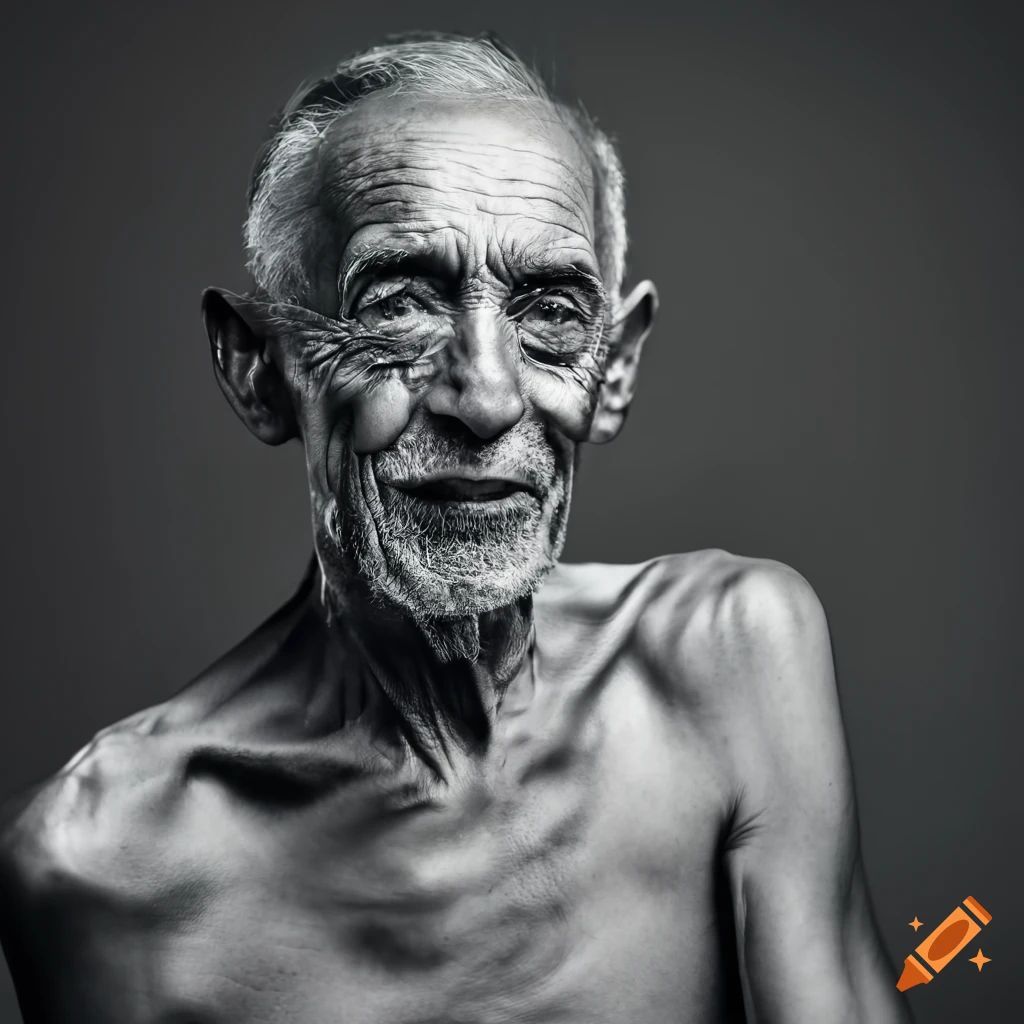 Portrait Of A Elderly Man With Chrome Skin