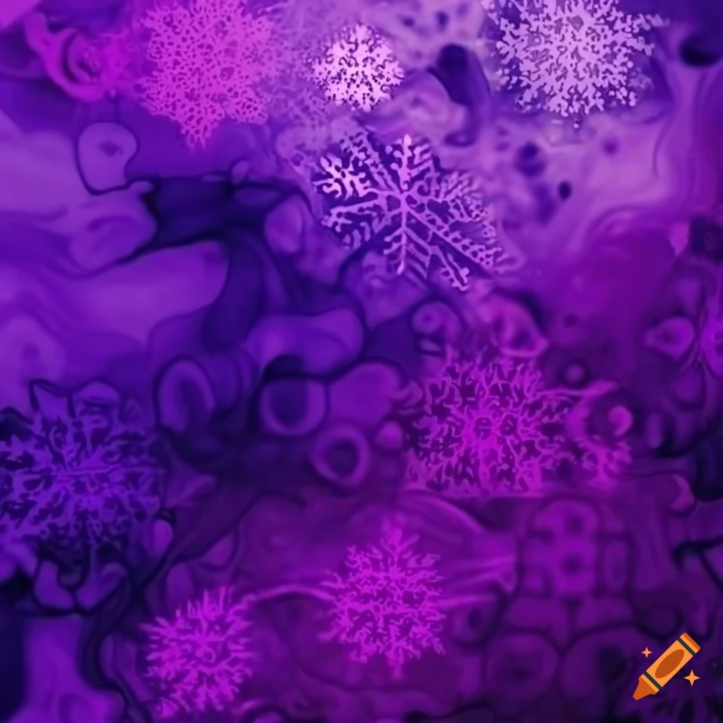 purple abstract water ink design with snowflakes