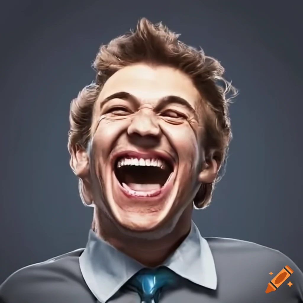 Man laughing with joy