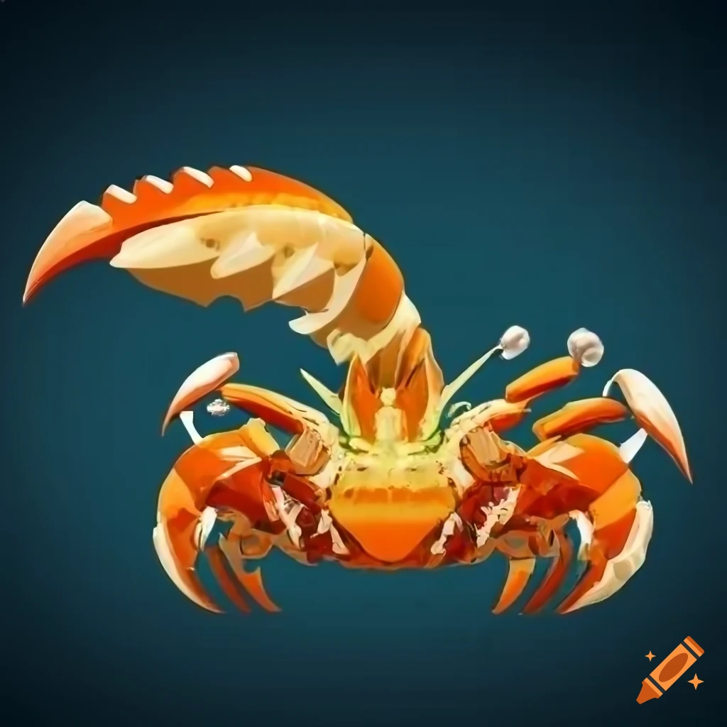 mechanical hybrid creature with shrimp, crab, and scorpion features