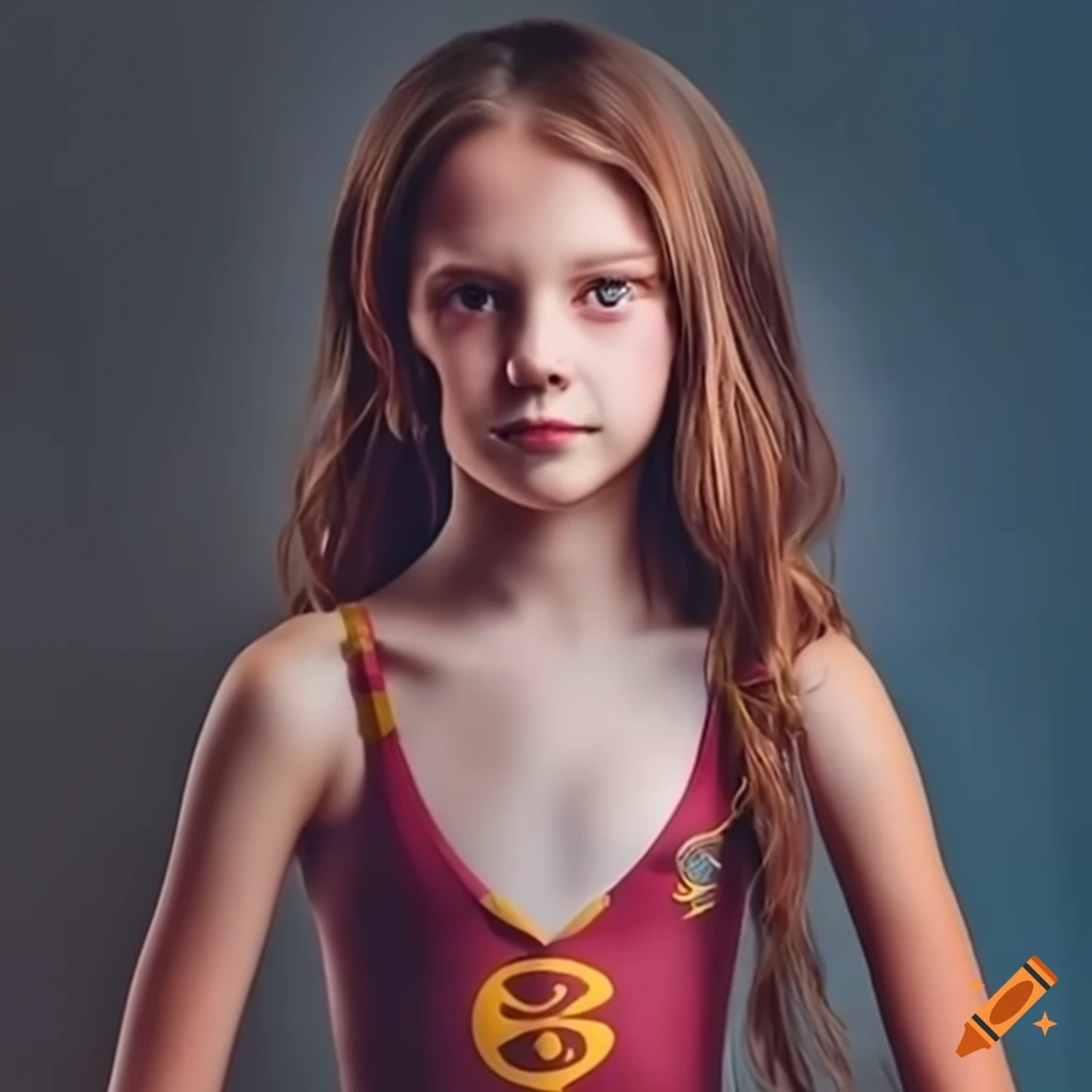 girl in Gryffindor swimsuit