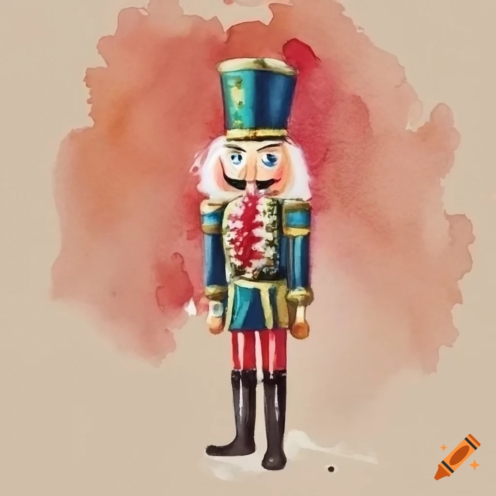 Watercolor painting of a nutcracker on Craiyon