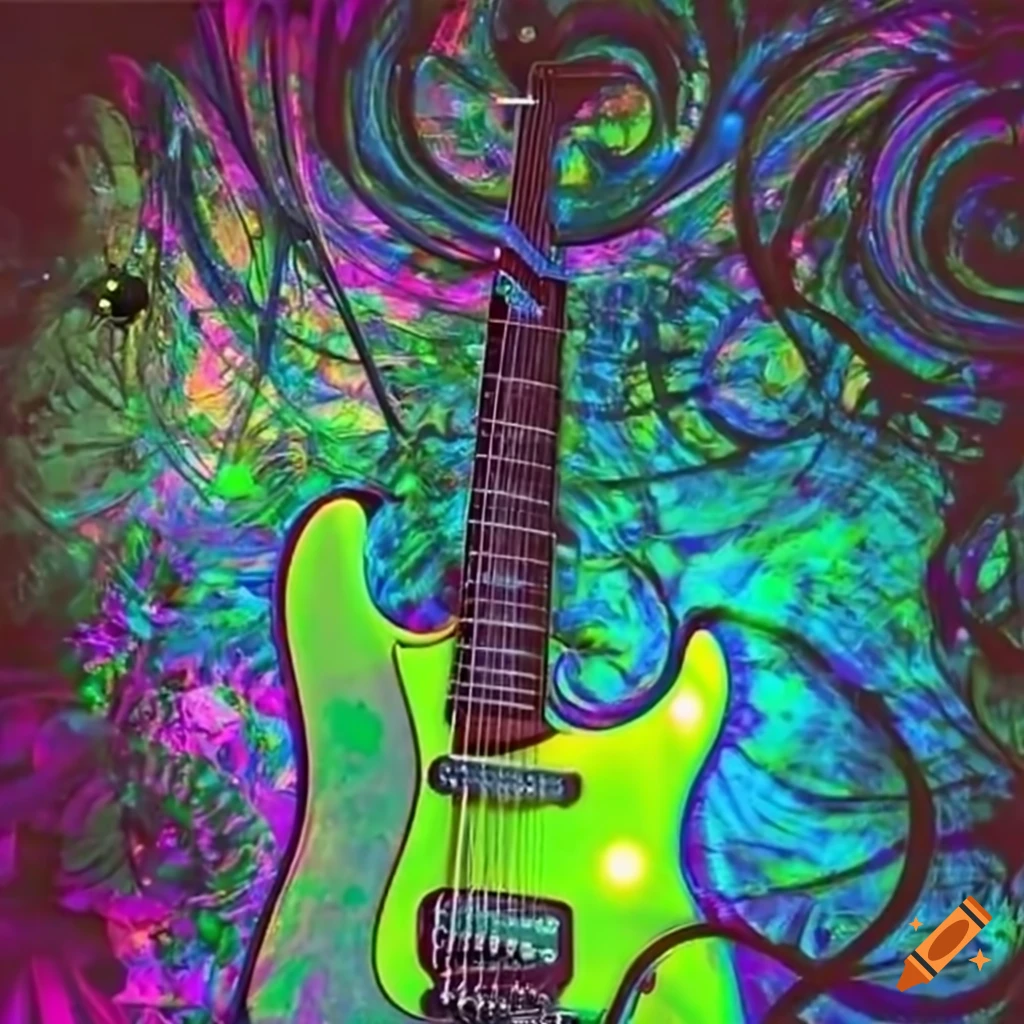electric guitar in a colorful fantasy setting
