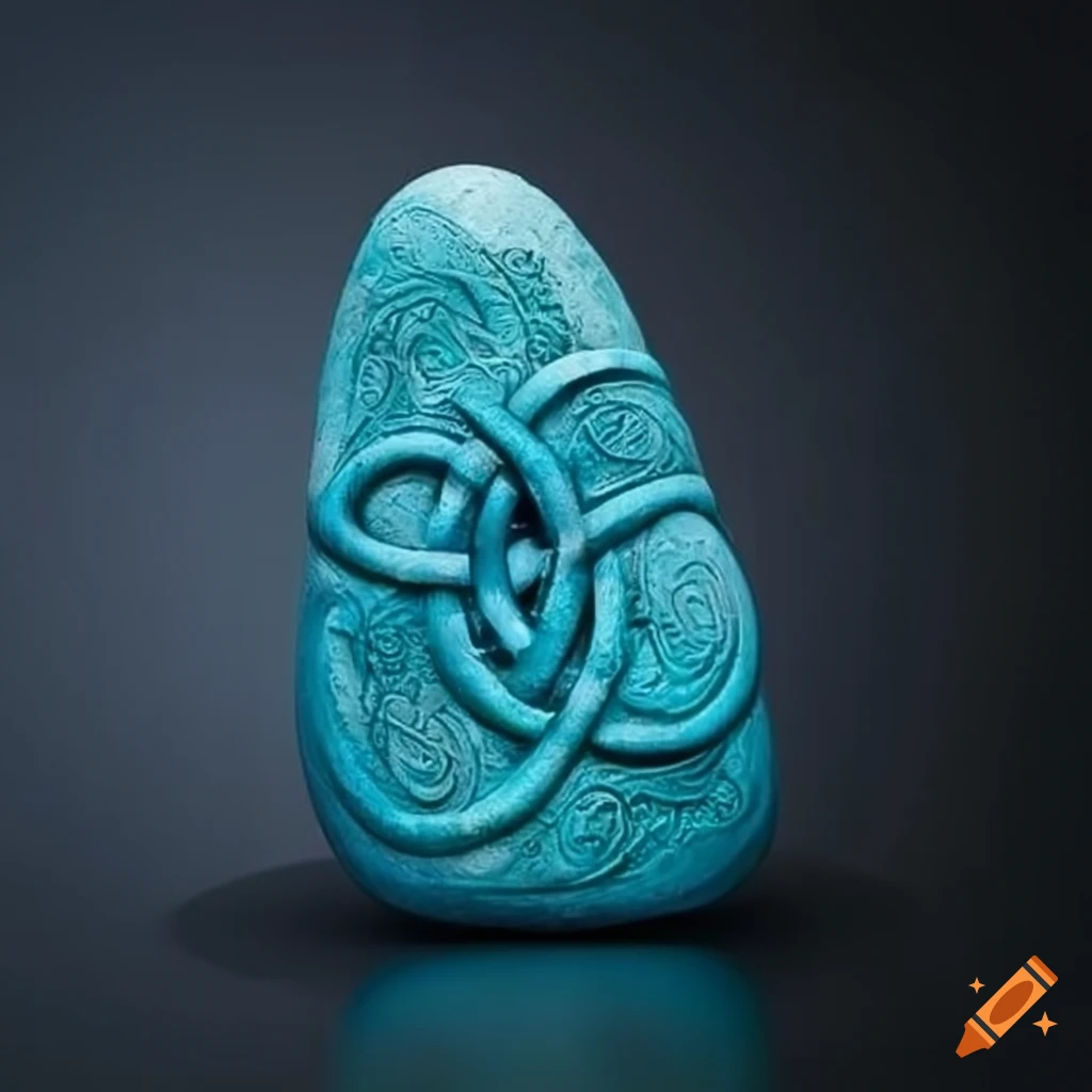 blue stone carving of a Celtic knot
