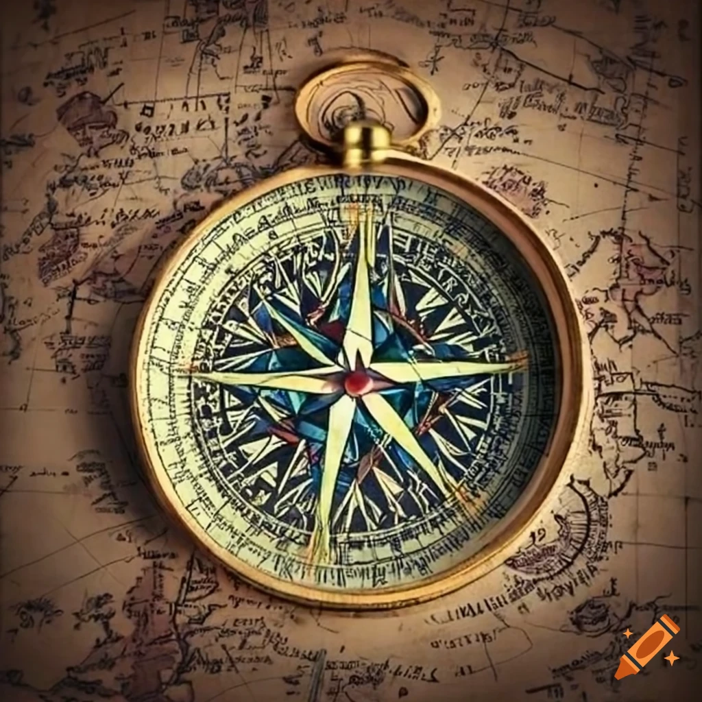 Ancient Compass On A Vintage World Map On Craiyon