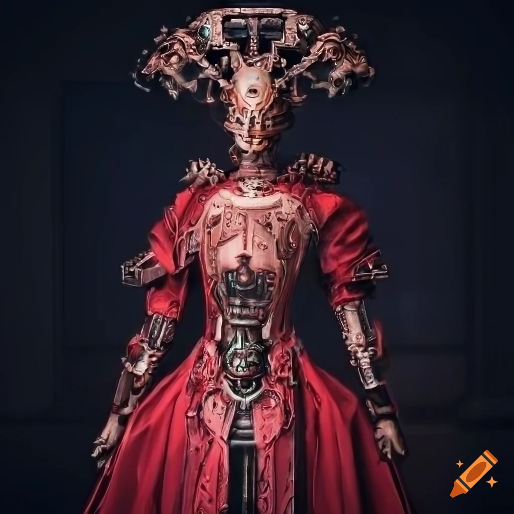 Hyperrealistic depiction of a cyberpunk robot queen on Craiyon