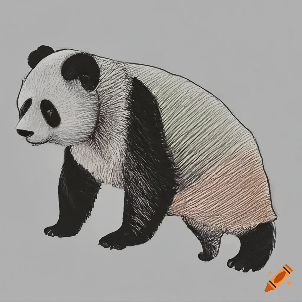 Cute drawing of a panda holding a heart