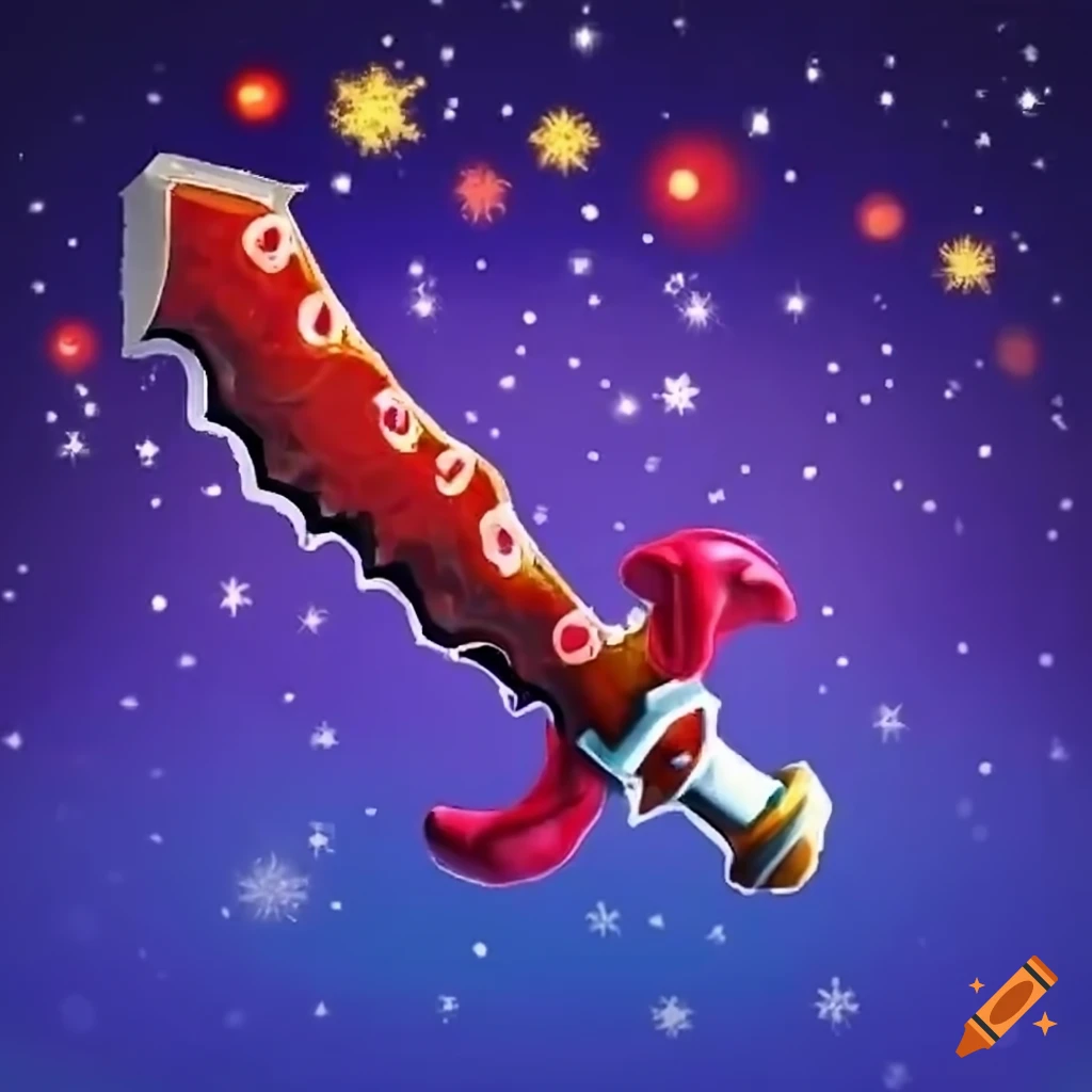 Roblox sword in a festive christmas background