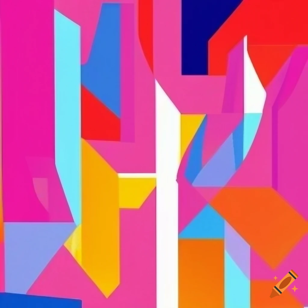 poster with abstract geometric design and collage elements