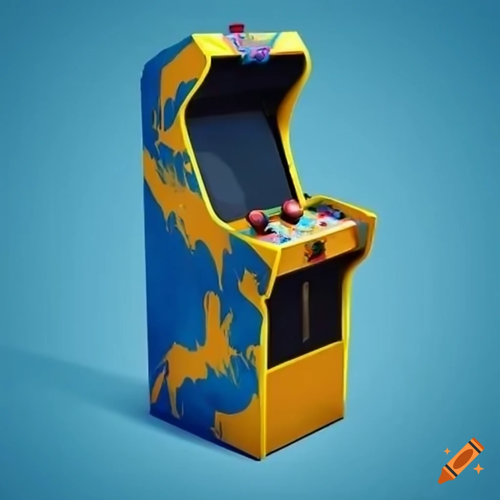 Yellow and blue arcade machine