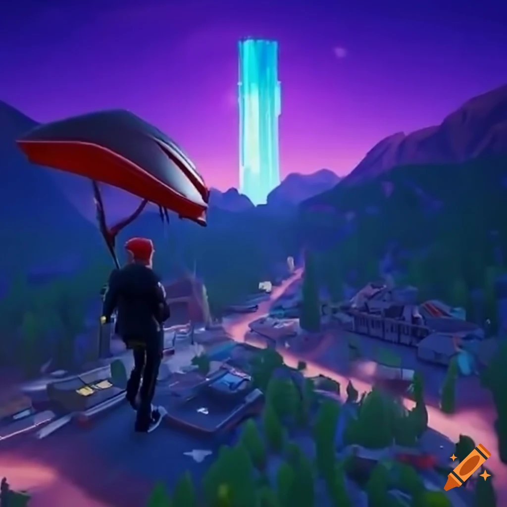 Meme of donald trump gliding in fortnite on Craiyon
