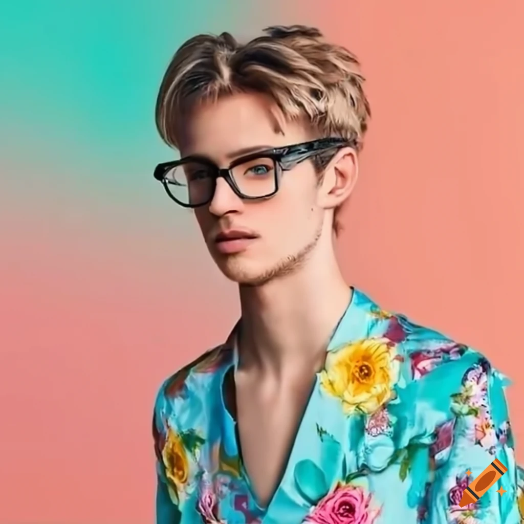 stylish man in a trendy floral outfit