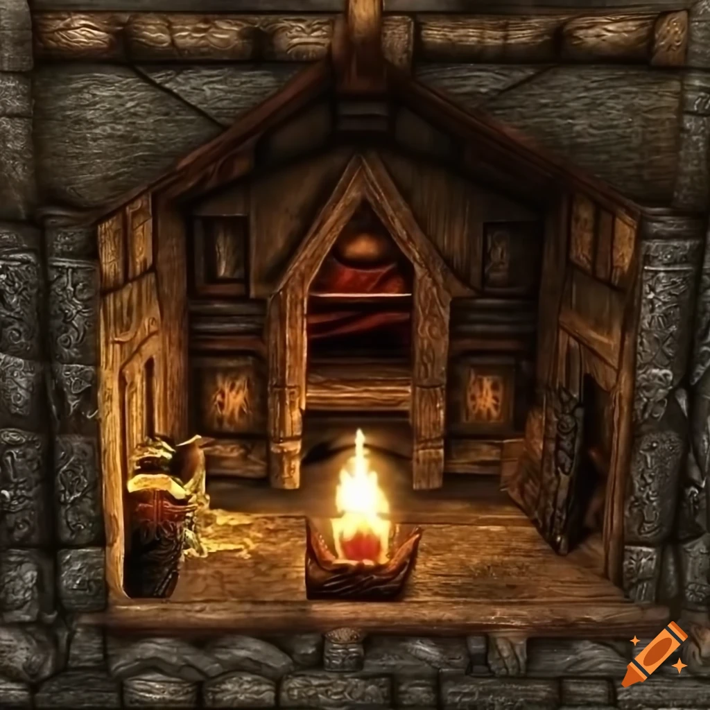 Miniature book nook inspired by skyrim winterhold on craiyon
