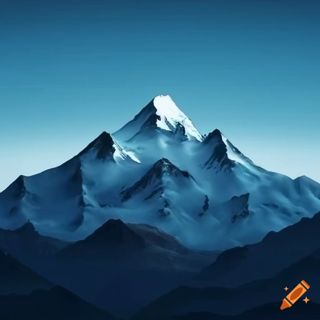 realistic depiction of a mountain range with snow-capped peaks