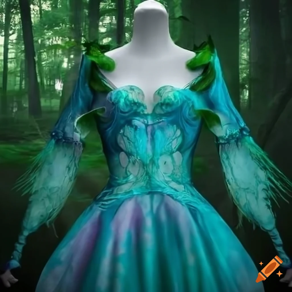 Wearable fantasy outfit in a forest setting on Craiyon