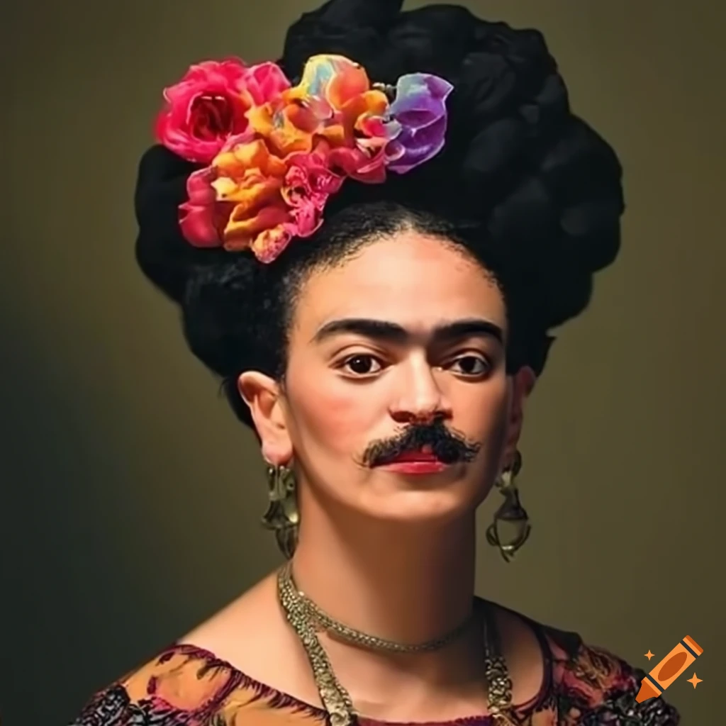 portrait of Frida Kahlo with a beard