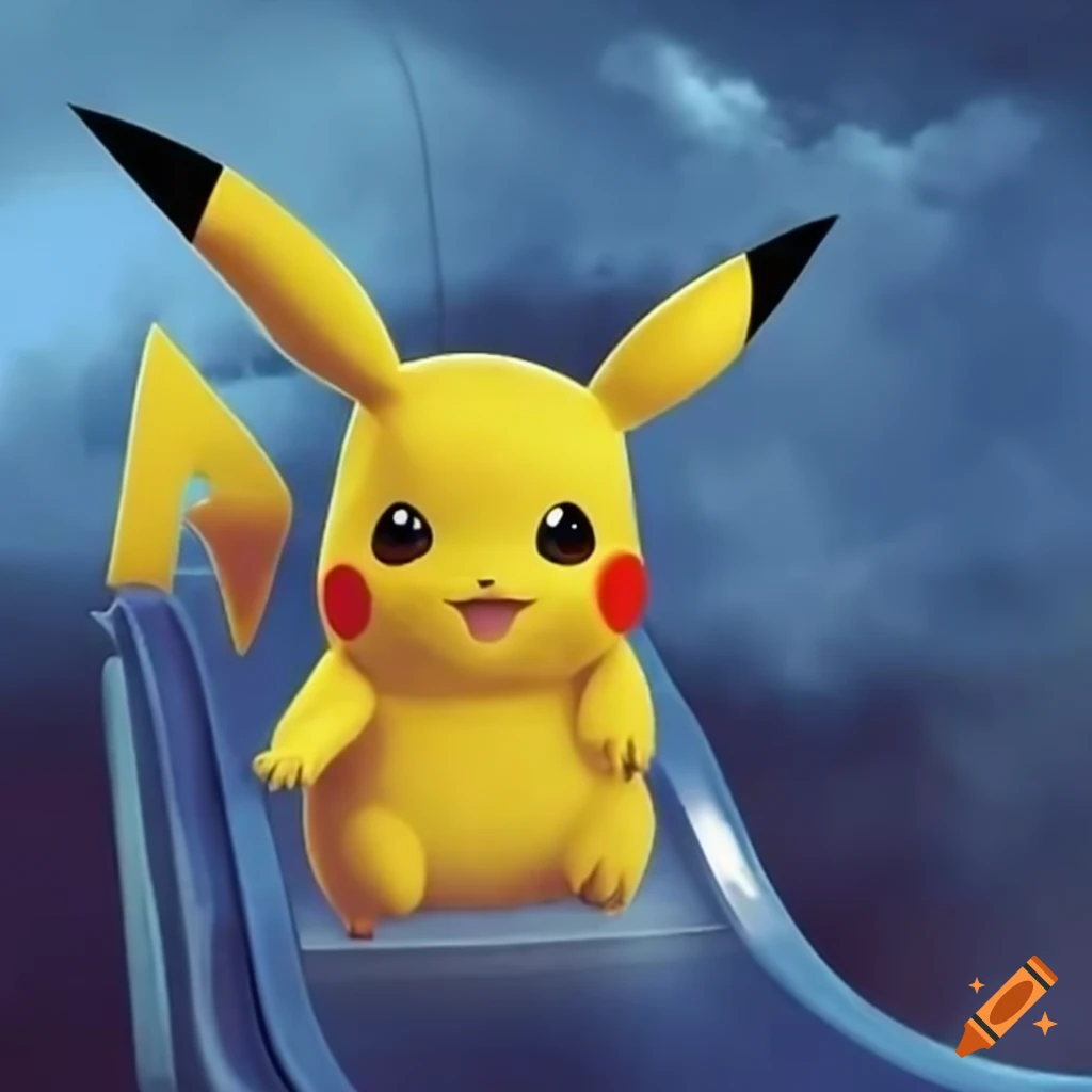 Pikachu and eevee on a slide