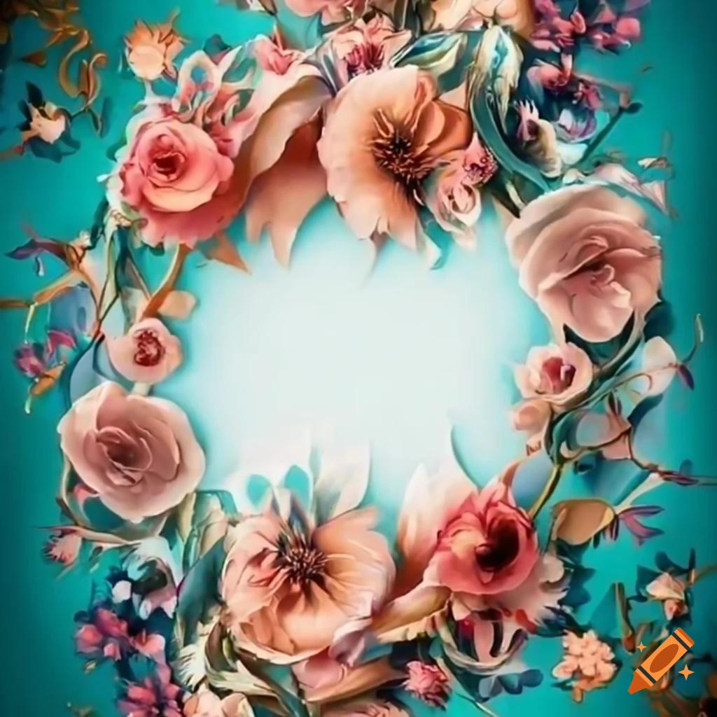 Handmade floral frame for artwork on Craiyon