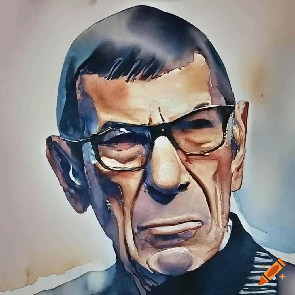 Watercolor painting of leonard nimoy on Craiyon