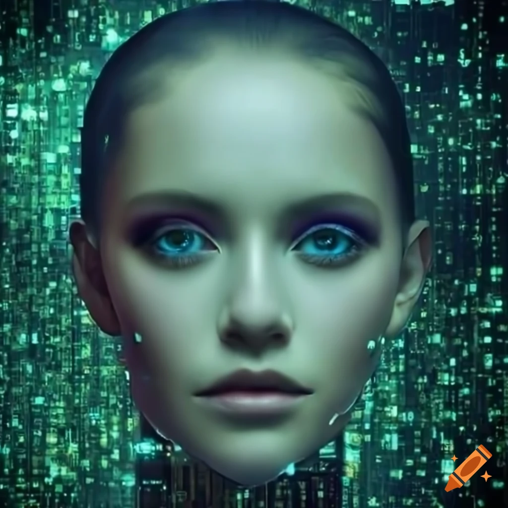 Matrix ai face looking directly at you