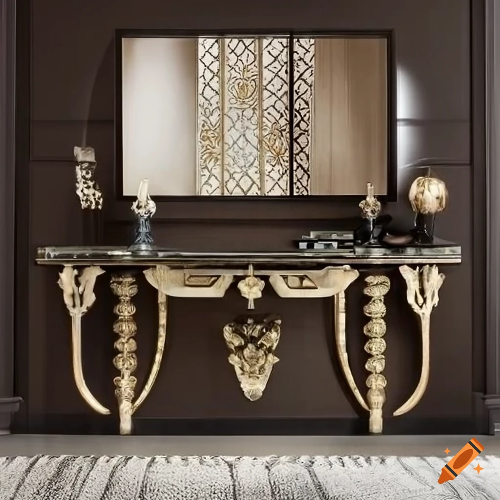 photo of art deco and Louis 14 inspired console furniture